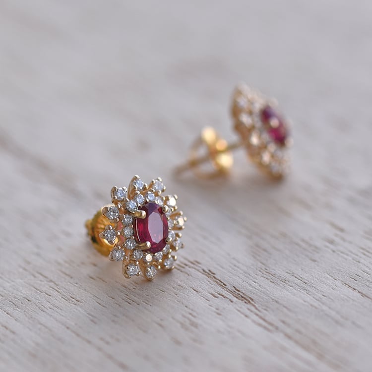 Náušnice s rubínmi 58732