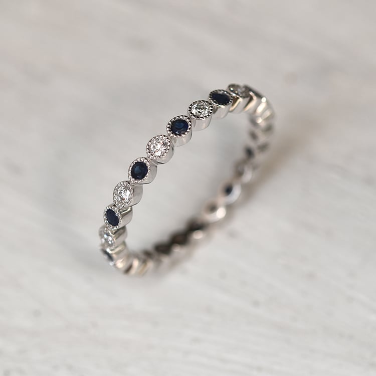 Dámský eternity prsteň s diamantmi a zafírmi 58631