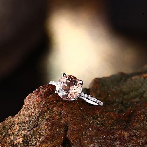 Zlatý zásnubný prsteň s morganitom 3618