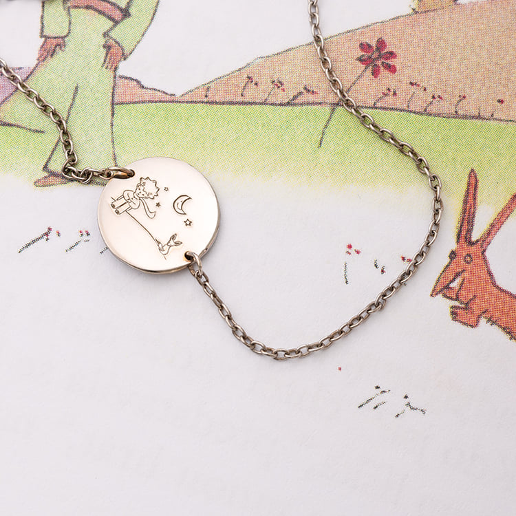 Zlatý náramok Malý princ s líškou a gravírom 122837