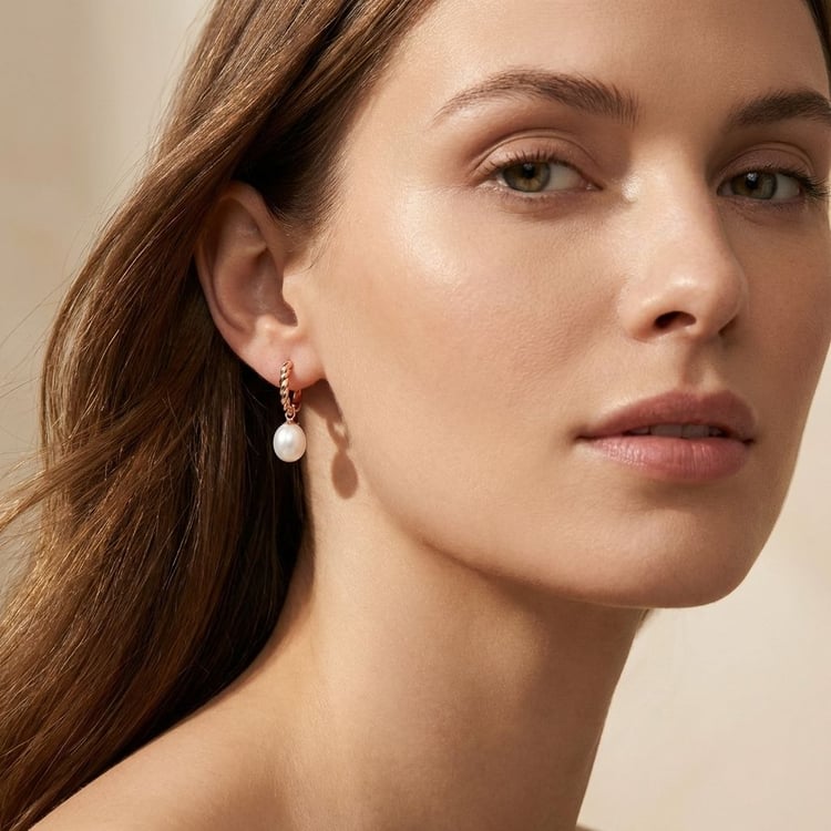 Strieborné jednoduché visiace náušnice s perlou Alfred 166408