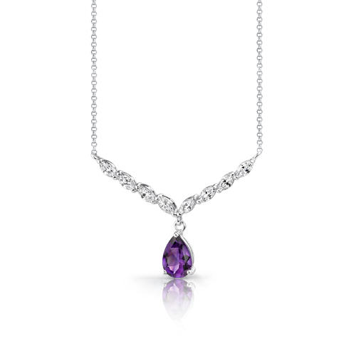 Strieborný ametystový náhrdelník 3334