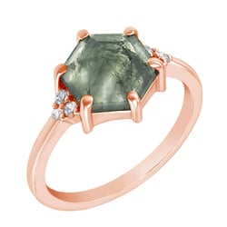 Unikátny zlatý prsteň s machovým achátom Kitana