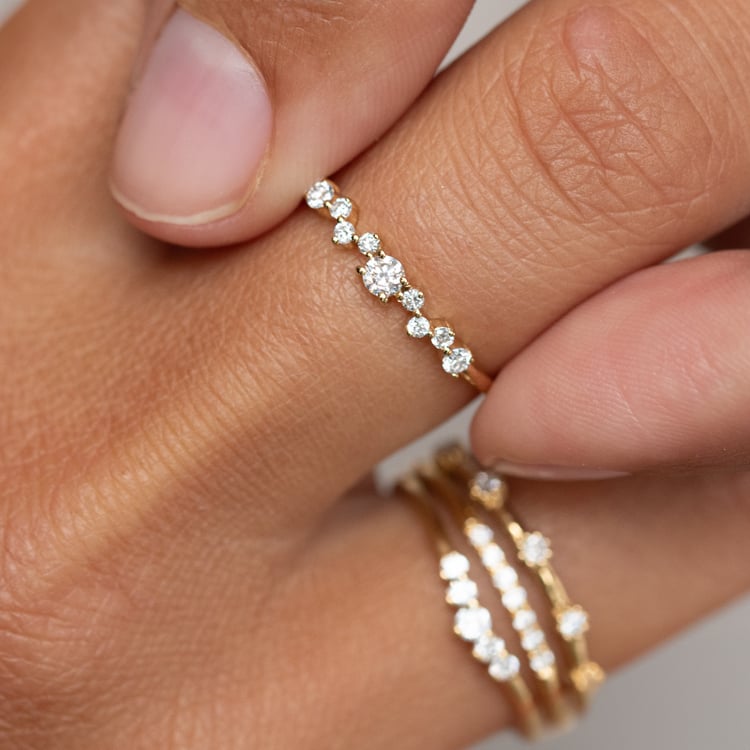 Cluster prsteň so žiarivými diamantmi Percy 152502