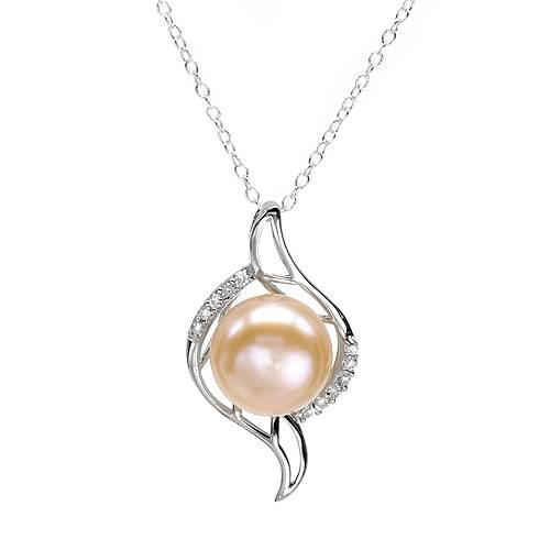 Náhrdelník s ružovou perlou strieborný