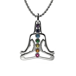 Zlatý prívesok so zirkónmi vo farbe čakier Yoga