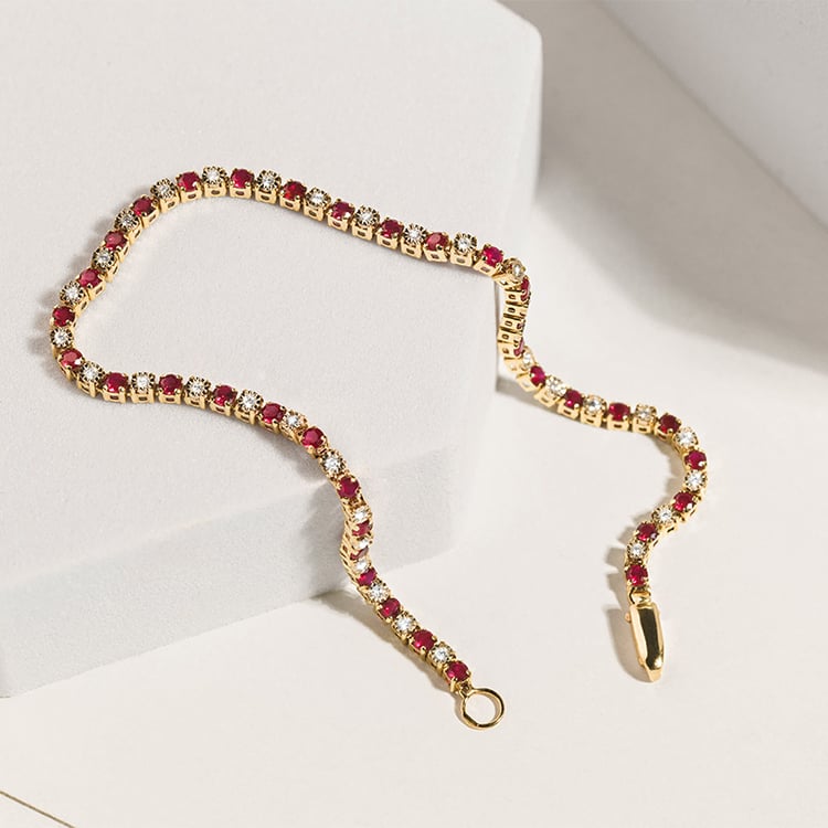 Tenisový náramok s rubínmi a diamantmi Kendrick 153891