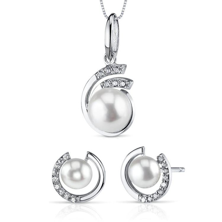 Kolekcia strieborných šperkov s bielymi perlami Raivo