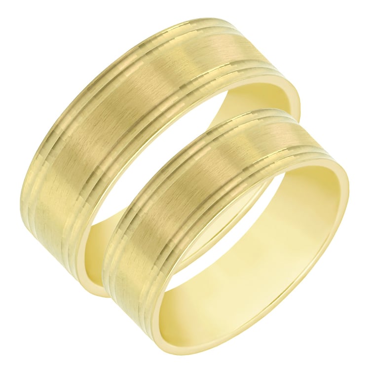 Ploché svadobné obrúčky s ryhami a matným povrchom Bovale 60575