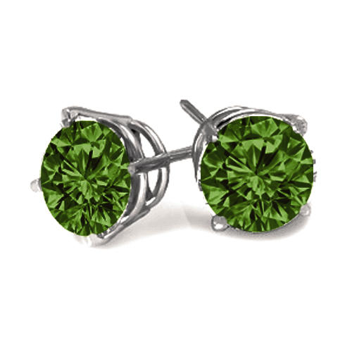 Zlaté náušnice so zelenými diamantmi Chort