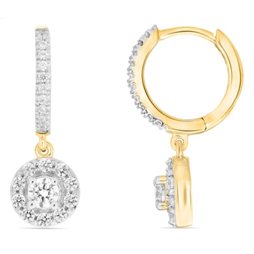 Zlaté kruhové náušnice s 0.13ct lab-grown diamantom Madhu