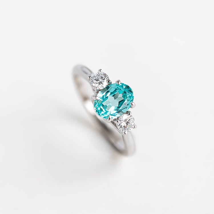 Zlatý prsteň s lab-grown paraiba turmalínom a diamantmi Brink 145122