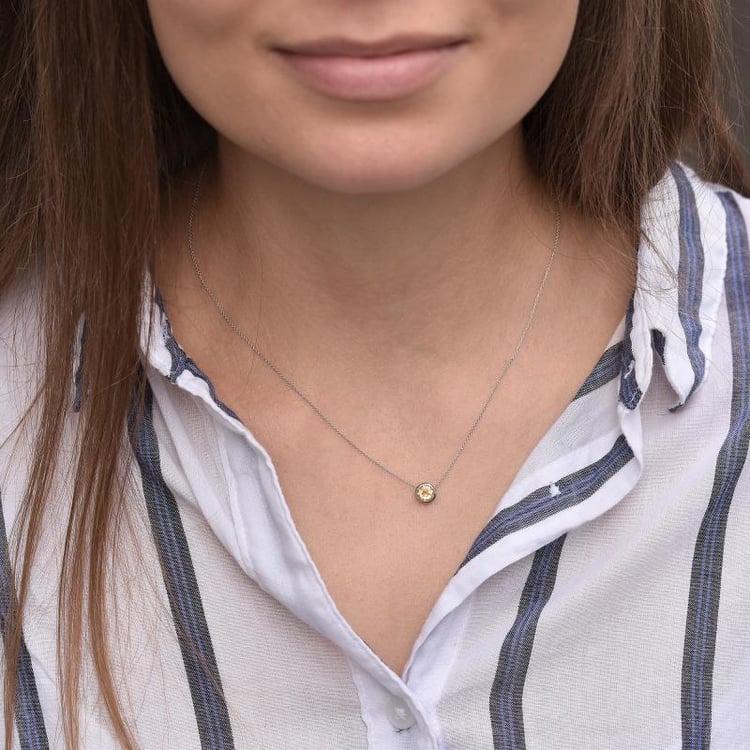 Zlatý náhrdelník s citrínom Chloe 7414