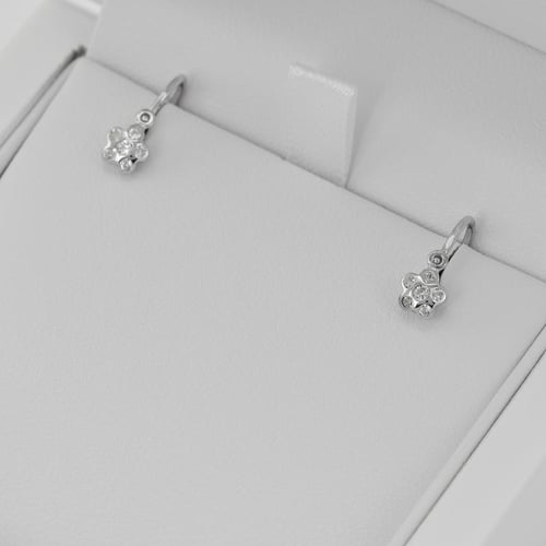Zlaté detské náušnice kvietky s lab-grown diamantmi Ebele