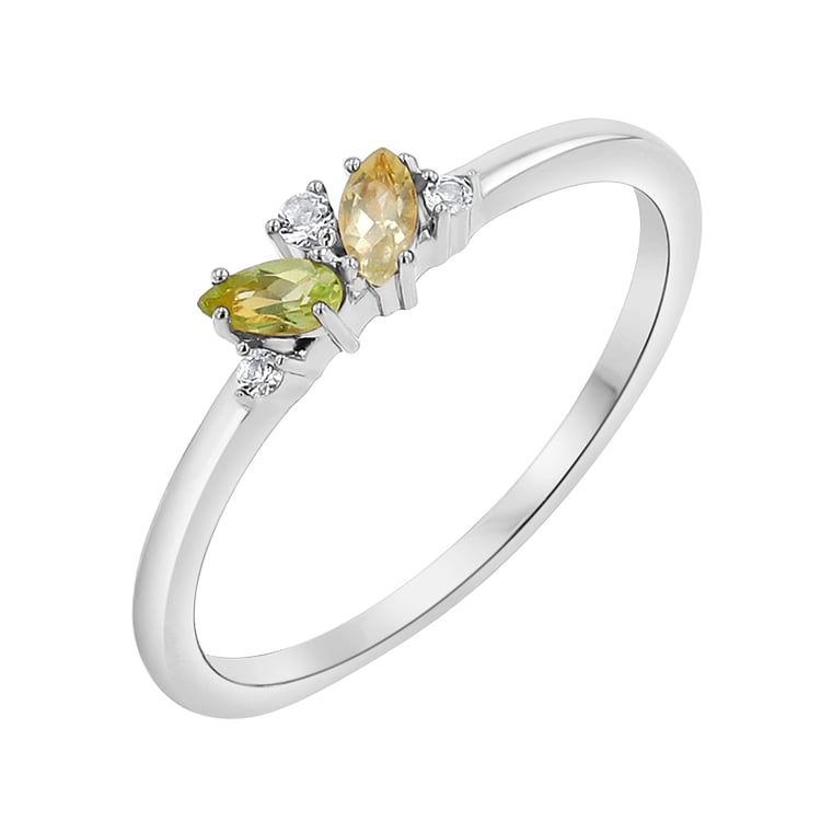 Strieborný cluster prsteň s topazmi, quartzmi a olivíny Verano 148641