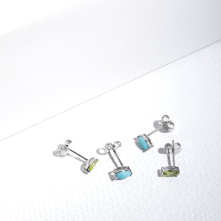 Minimalistické strieborné náušnice s tyrkysmi Sistine 124170