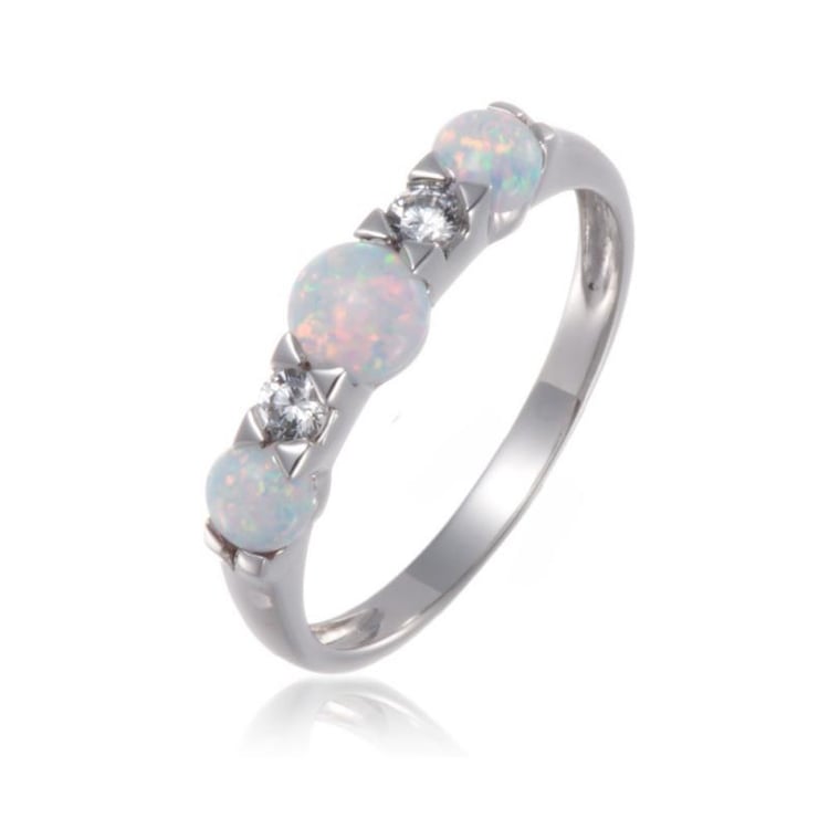Strieborný prsteň s bielymi opálmi a zirkónmi Samthann