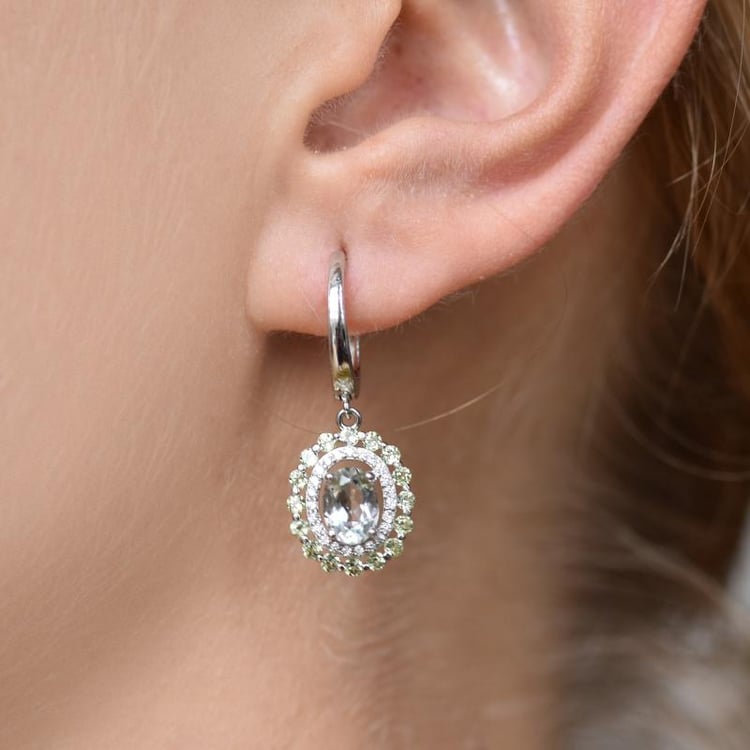 Ametystové náušnice s olivínmi 20577