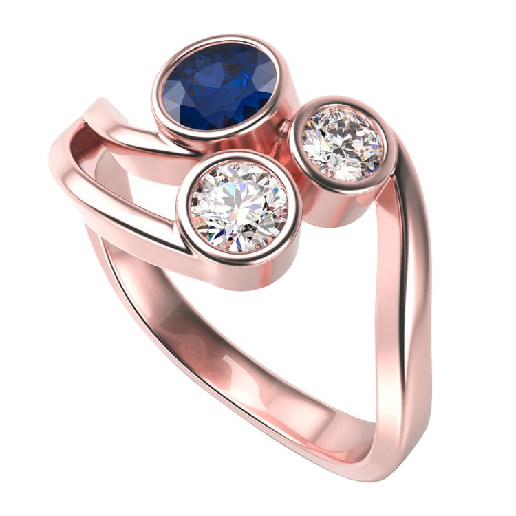 Zásnubný zlatý prsteň so zafírom a diamantmi Vazie