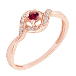 Zásnubný rubínový prsteň s postrannými diamantmi Krell