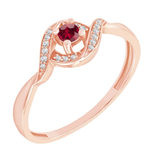 Zásnubný rubínový prsteň s postrannými diamantmi Krell