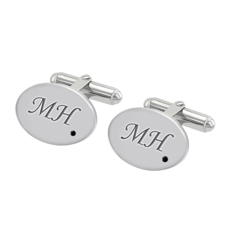 Strieborné manžetové gombíky s čierným diamantom