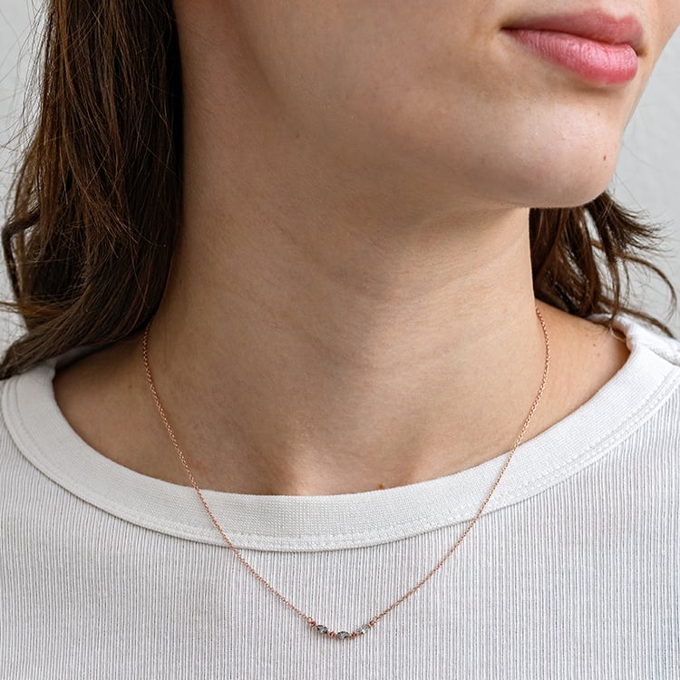 Náhrdelník s marquise salt and pepper diamantmi a turmalínmi Lively 133765