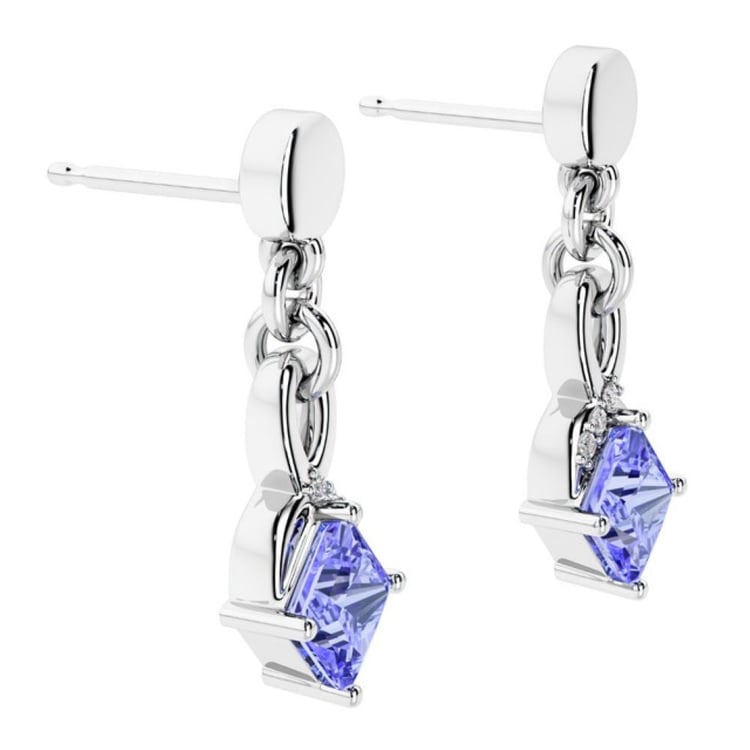 Strieborné náušnice so simulovanými tanzanity a lab-grown diamantmi 165302