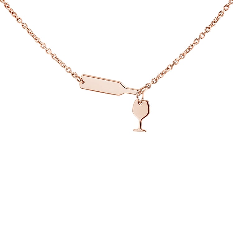 Náhrdelník s fľašou a pohárom vína Uva 135444