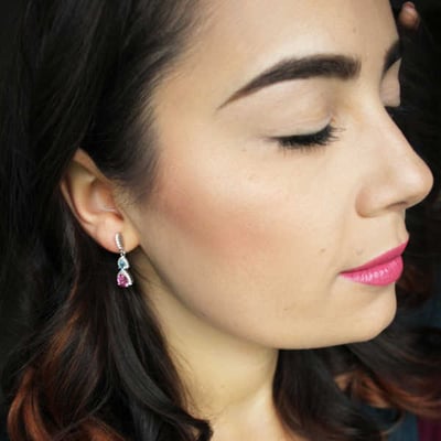 Strieborné náušnice s topásmi a zafírmi