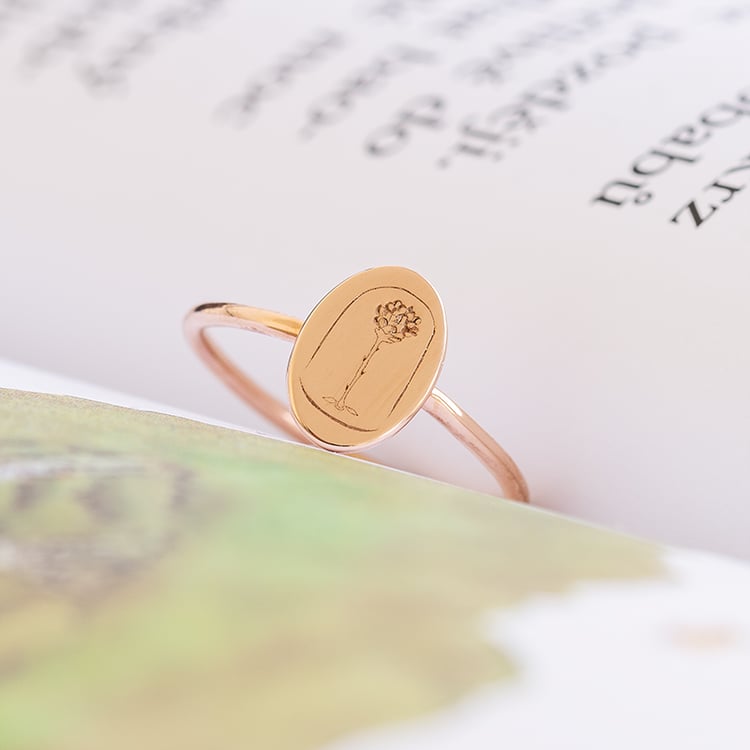 Oválny prsteň s gravírom ruže Malý princ 121541