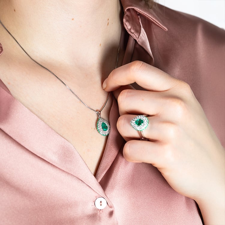 Smaragdová súprava šperkov s diamantmi Teal 152106