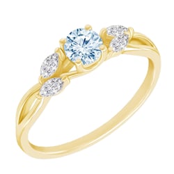 Zásnubný prsteň s akvamarínom a moissanitmi Fera