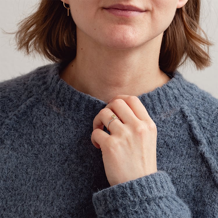 Zlatý prsteň so žltým emerald salt and pepper diamantom Olson 132788