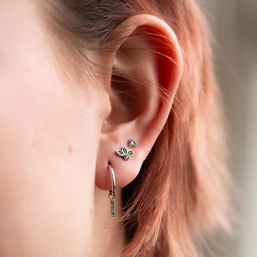 Zlatá piercing náušnica s akvamarínmi Rossi