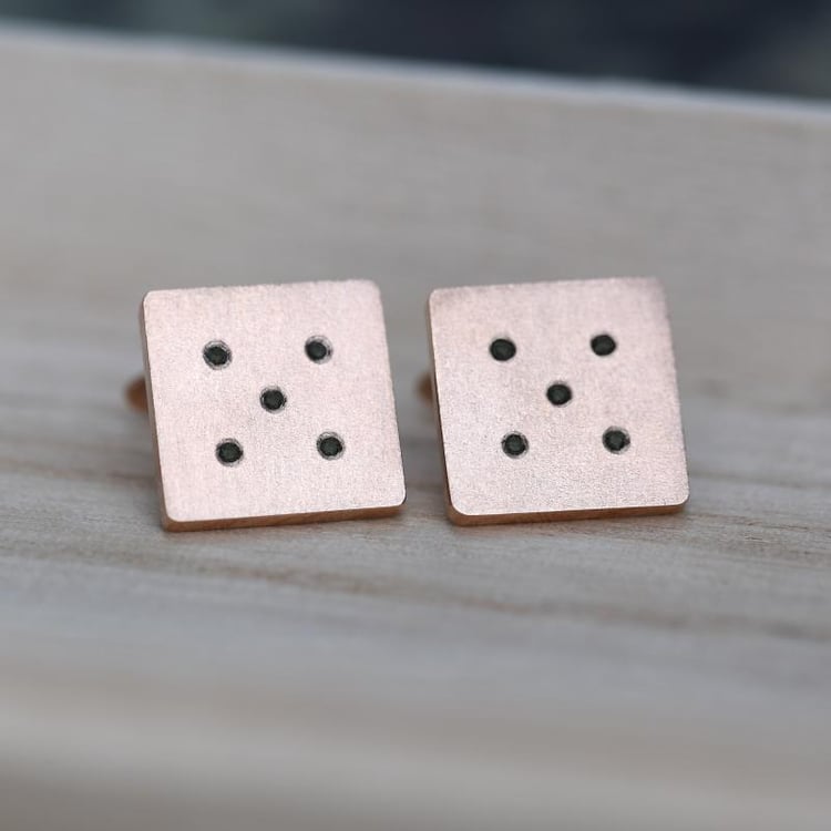 Manžetové gombíky z ružového zlata s čiernymi diamantmi 9431