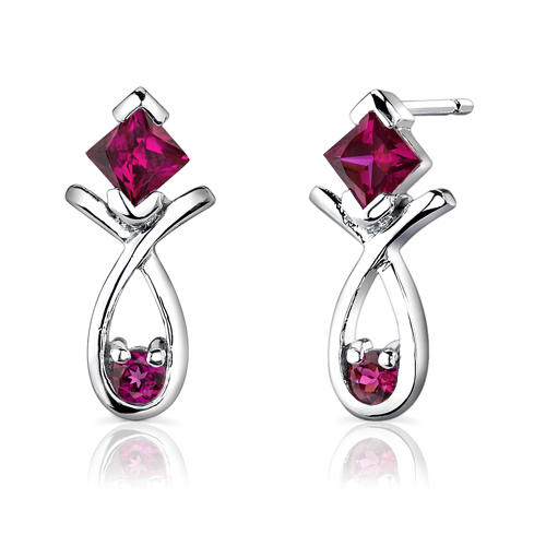 Rubínové náušnice strieborné 2158
