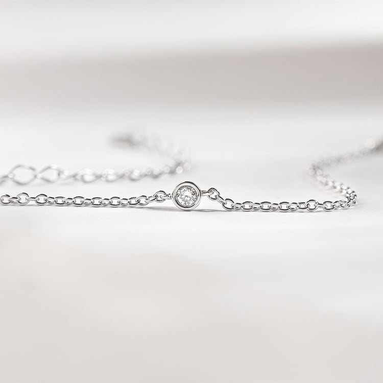 Strieborný minimalistický náramok s diamantom Lepio 152848