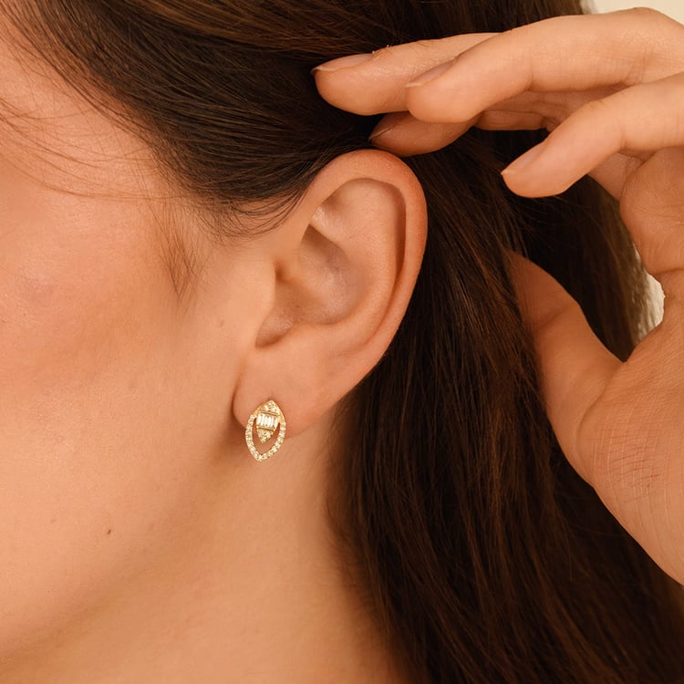 Zlaté náušnice mandľového tvaru s diamantmi Birgit 161827