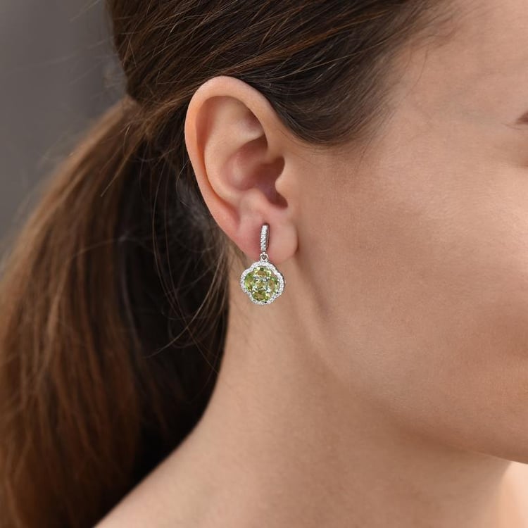 Strieborné náušnice plné olivínov Kim 46083