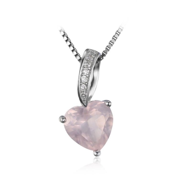 Strieborný prívesok s ružovým quartzom a zirkónmi Erinya