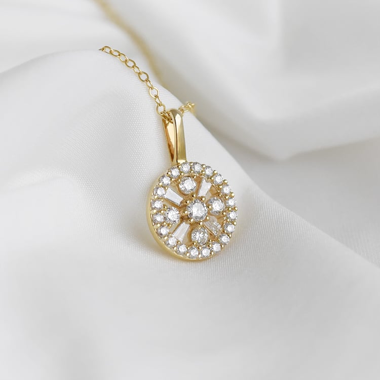 Trblietavý prívesok s diamanty zo žltého zlata 91072