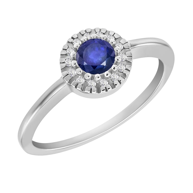 zlaty prsten s diamantom a zafirom