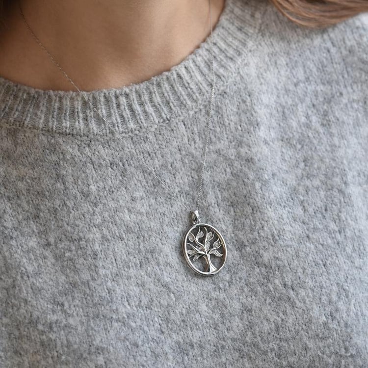 Zlatý náhrdelník strom života s diamantmi Shali 39696