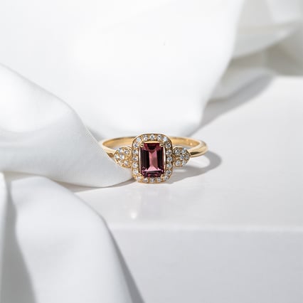 Zlatý prsteň s emerald turmalínom a diamantmi Davie