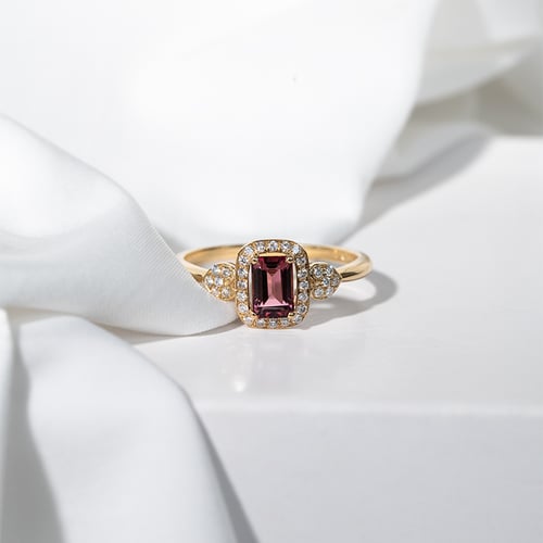 Zlatý prsteň s emerald turmalínom a diamantmi Davie