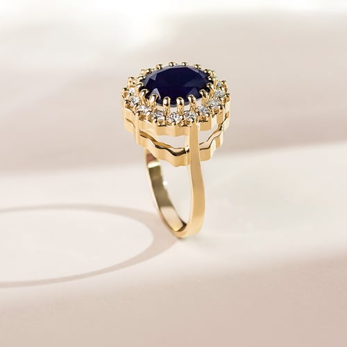 Prsteň s modrým zafírom a diamantmi Zanite