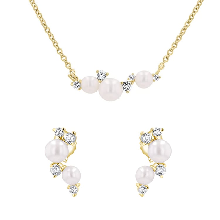 Kolekcia strieborných šperkov s perlami a bielymi topásmi Perlie