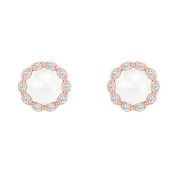 Zlaté halo náušnice s perlami a diamantmi Emela