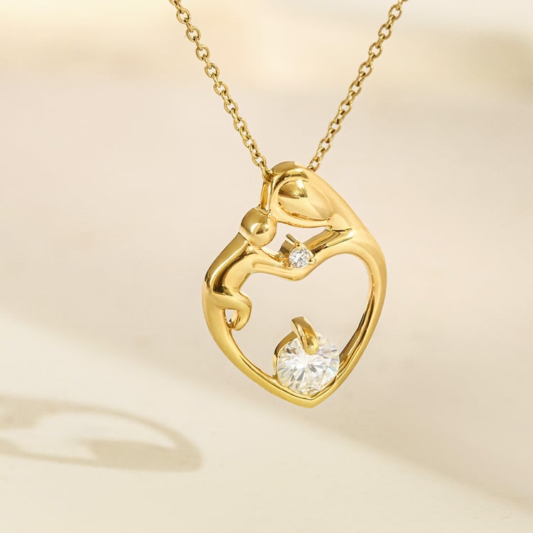 Prívesok matka a dieťa s moissanitom a lab-grown diamantom Heli 161661
